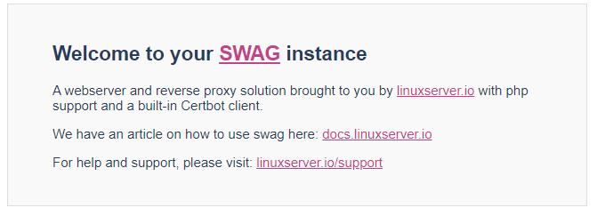 Welcome to your SWAG instance